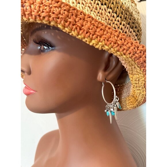 Turquoise & Spikes Earrings - Picture 7 of 7